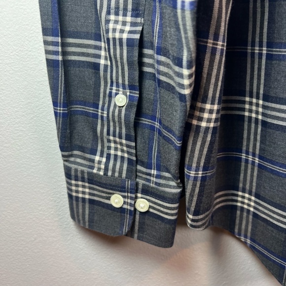 Brooks Brothers Mens Regent Button Up Shirt Gray Blue Plaid Casual Preppy Medium - Picture 8 of 11